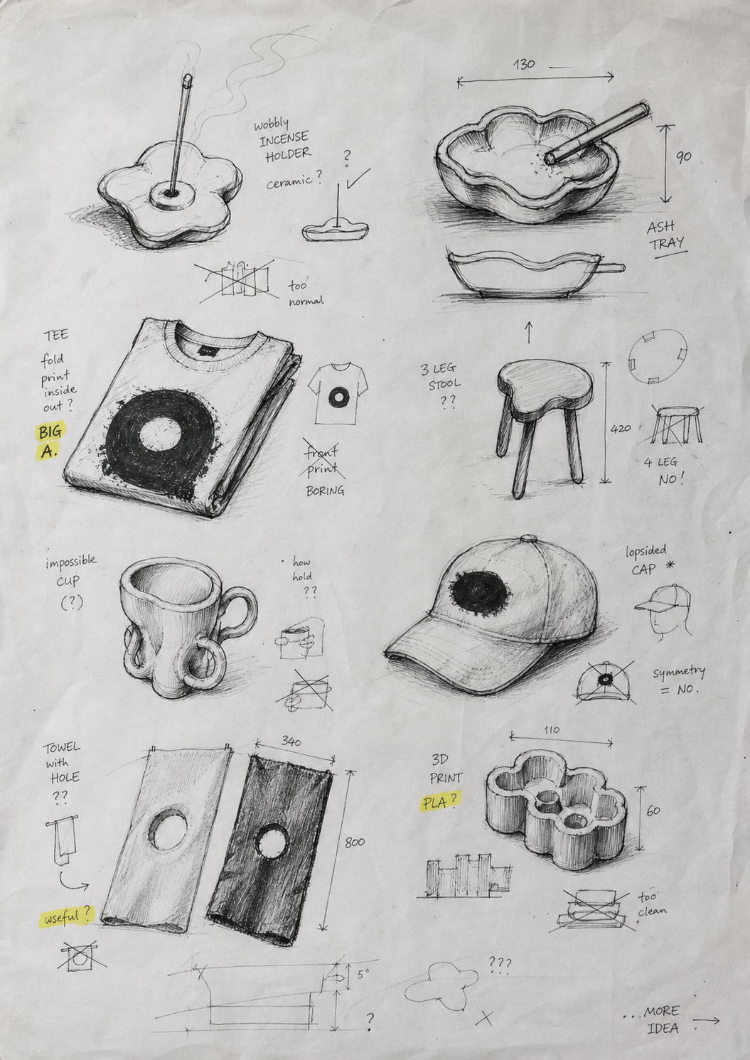 Rough sketches for imagined Aduh Lagi products